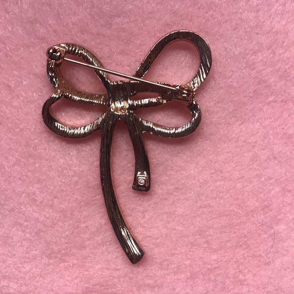 Vintage Rhinestone Bow Ribbon Brooch/Pin - Picture 3 of 4